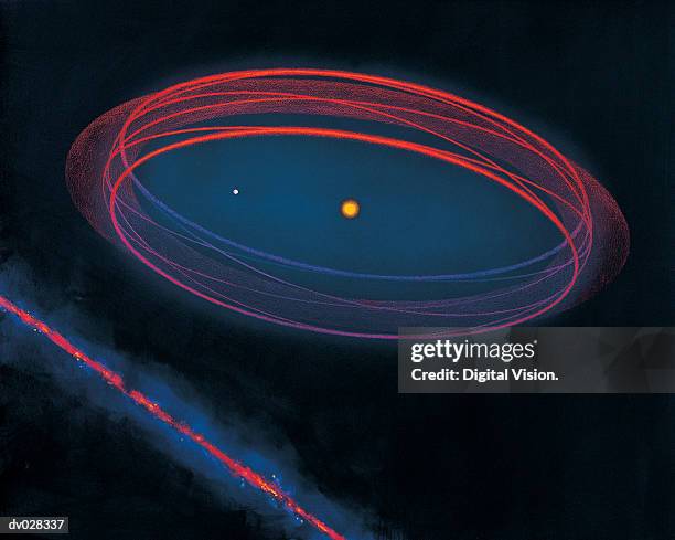 comet and asteroid debris space art - space debris stock illustrations