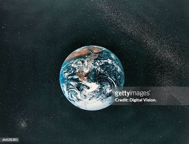 earth from apollo 17 with added star background - added stock-fotos und bilder