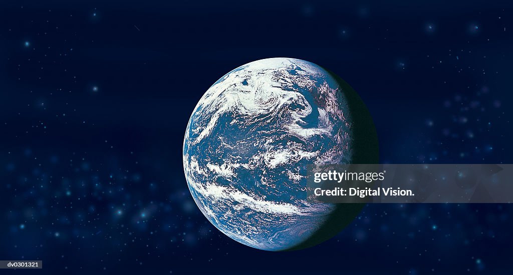 Earth with star background