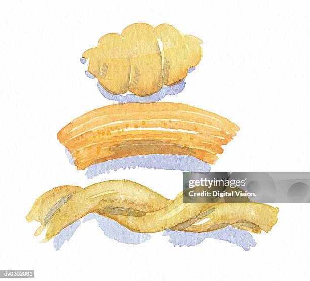 pasta forms - pasta tubes stock illustrations