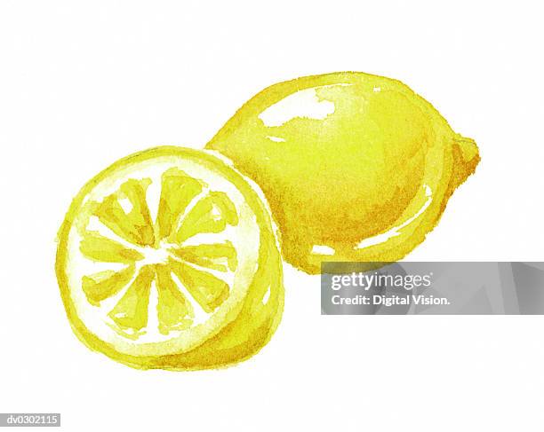 stockillustraties, clipart, cartoons en iconen met lemon and lemon half - citrusvrucht