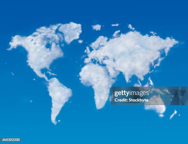 world map made up of clouds - weather map stock pictures, royalty-free photos & images