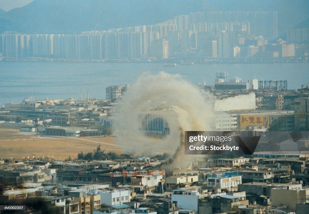 Duststorm twister in city