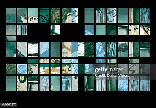 montage of delapidated walls in new york - travel montage stock pictures, royalty-free photos & images