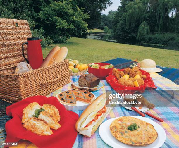 summer picnic - scotch egg stock pictures, royalty-free photos & images