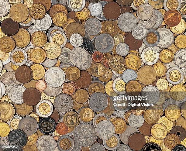 pacific rim currencies - mixed coins - pacific rim stock-fotos und bilder