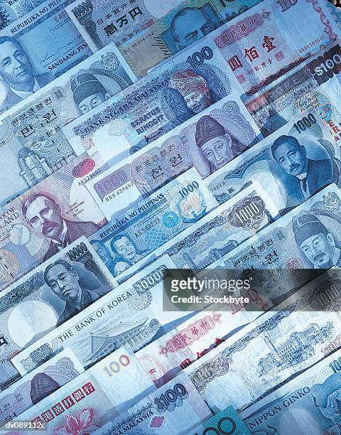pacific rim currencies - mixed notes - pacific rim stock-fotos und bilder