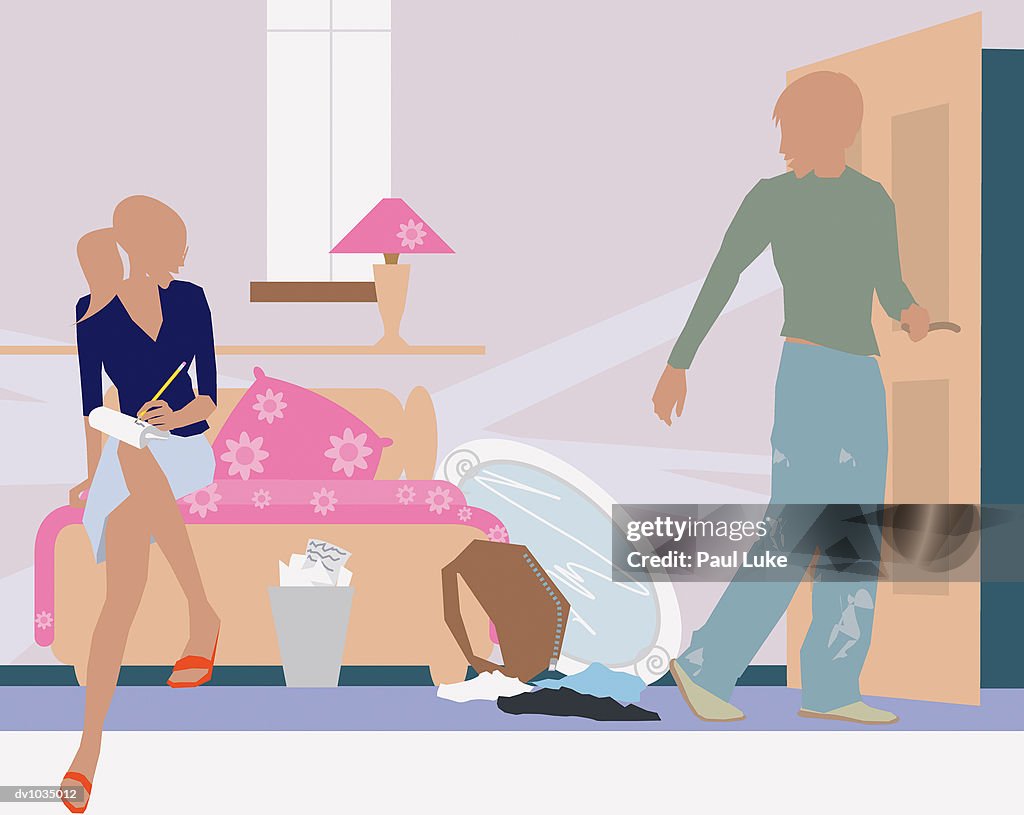 Couple Talking in their Bedroom Trying to Organise After Moving In