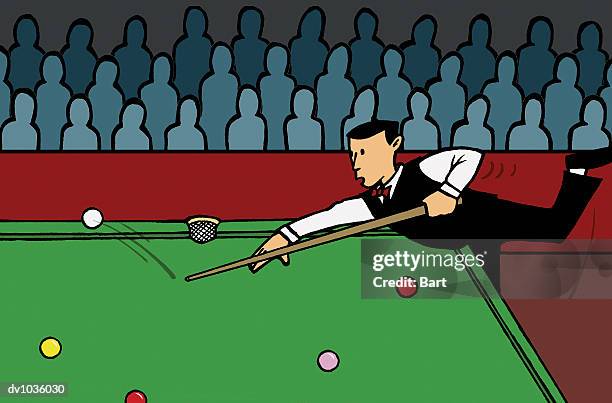 snooker player accidentally failing to hit a ball on a snooker table - snookerkugel stock-grafiken, -clipart, -cartoons und -symbole