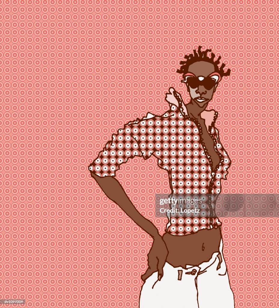 Portrait of a Young Woman Standing With Her Hands on Her Hips Wearing Sunglasses