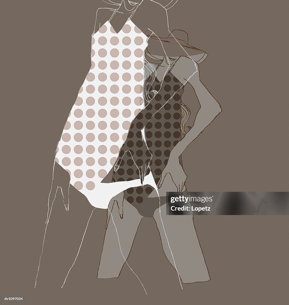 Mid Section View of a Young Woman Lifting Her Dress to Show Her Knickers