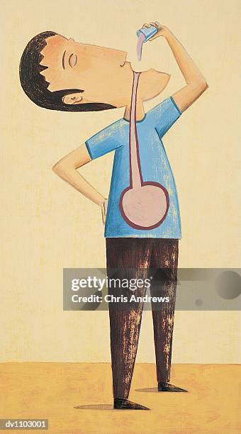 young man drinking his medicine from a cup - man facing camera studio stock illustrations