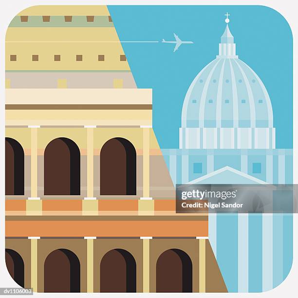 duomo and building exterior - travel2 stock illustrations