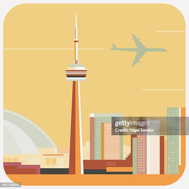 cn tower, toronto, canada - cn tower stock illustrations