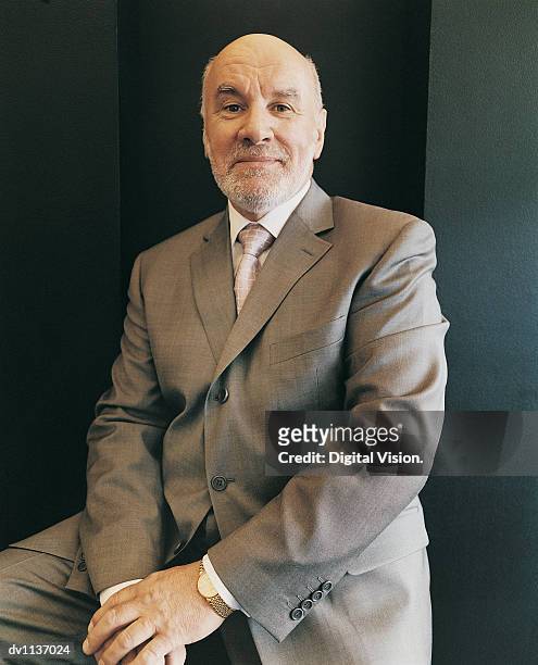 portrait of a smiling, mature ceo wearing a full suit - full suit ストックフォトと画像