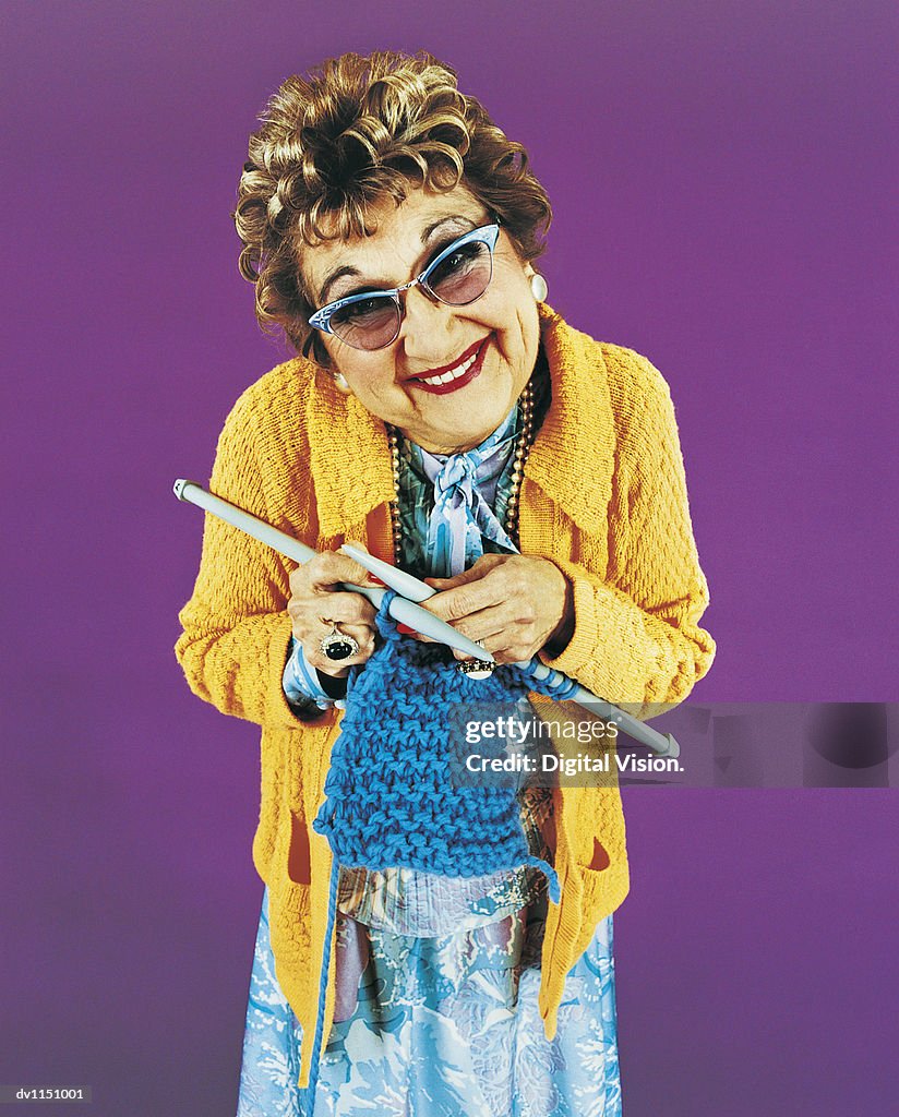 Portrait of An Old Woman Knitting