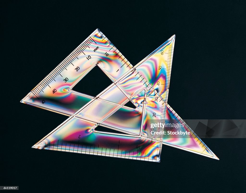 Two Set Squares on Black Background