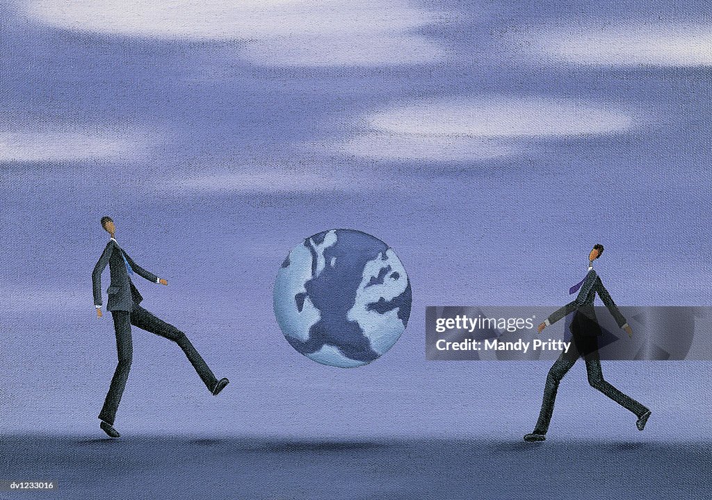 Businessmen Kicking the Earth