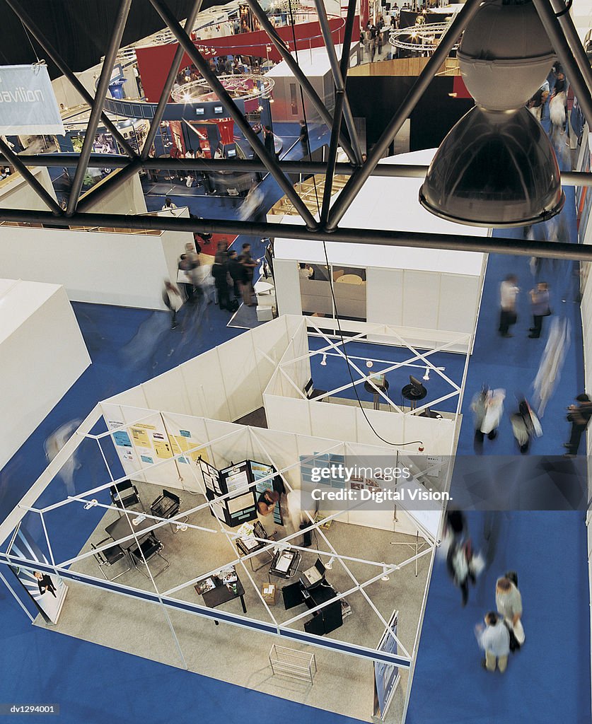 Elevated View of Stalls at a Business Exhibition