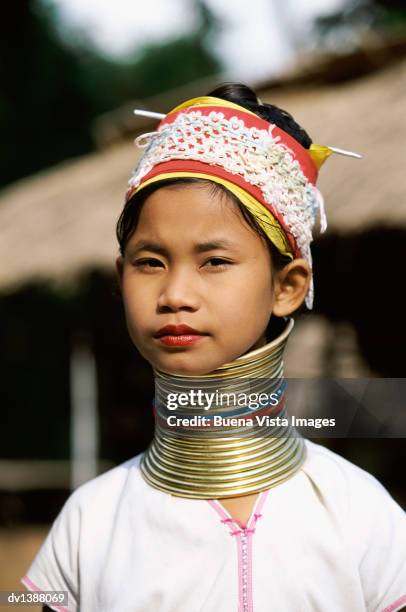 padaung girl, mae hong son, thailand - hill tribes stock pictures, royalty-free photos & images