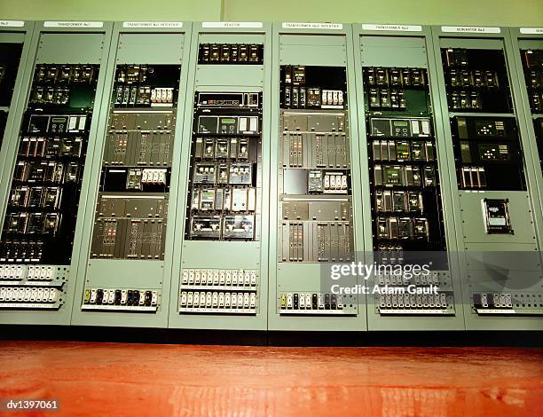 control panels for a gas fired power station - gasworks stock pictures, royalty-free photos & images