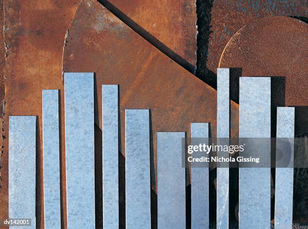 a variety of sheet metal strips - variety stockfoto's en -beelden