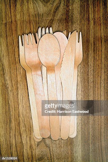 wooden knives, forks and spoons - harrison wood stock pictures, royalty-free photos & images
