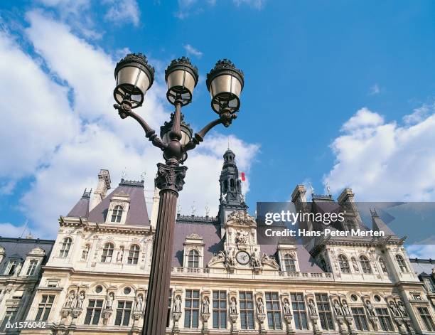 low angle view of the hotel de ville, paris, france - ville stock pictures, royalty-free photos & images