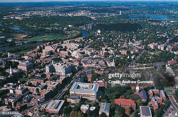 aerial view of harvard university campus, harvard, massachussetts, usa - instituições-e-organizações-educativas - fotografias e filmes do acervo