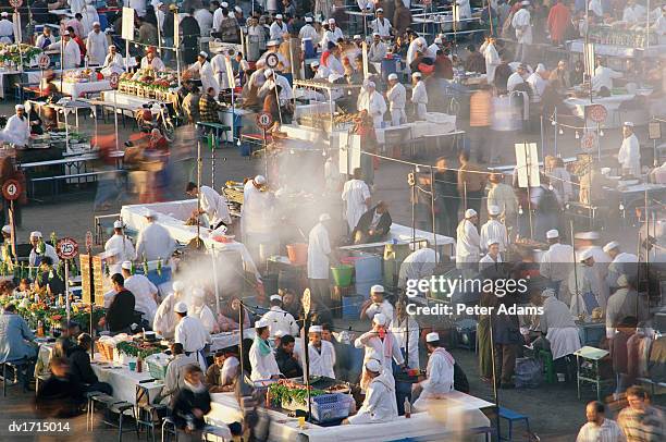 busy food market, marrakesh, morroco - morroco imagens e fotografias de stock