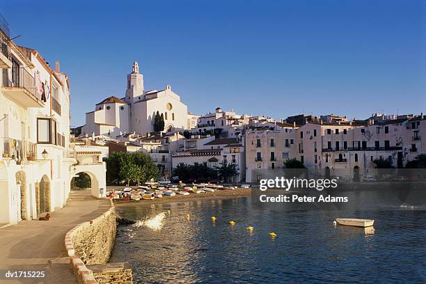 boats in a bay, cadaques, costa brava, catalonia, spain - cadaques stock pictures, royalty-free photos & images