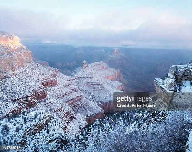 winter on the south rim, grand canyon national park, arizona, usa - grand canyon south rim stockfoto's en -beelden