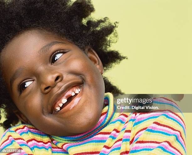 close-up portrait of a young girl with gappy teeth - missing teeth stock pictures, royalty-free photos & images