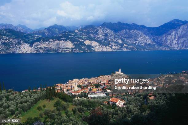 malcesine on the coast of lake garda, veneto, italy - malcesine stock pictures, royalty-free photos & images