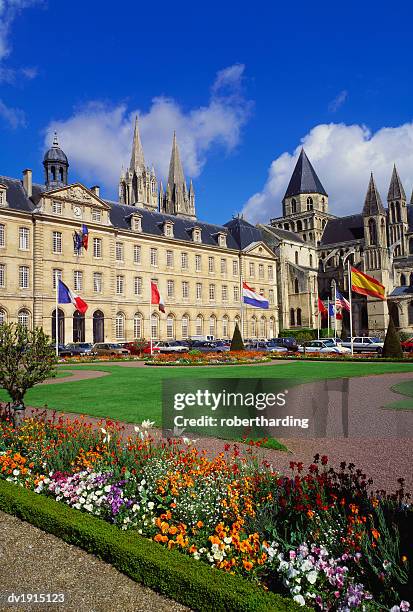 abbaye aux hommes, caen, calvados, normandy, france - abbaye aux hommes stock pictures, royalty-free photos & images