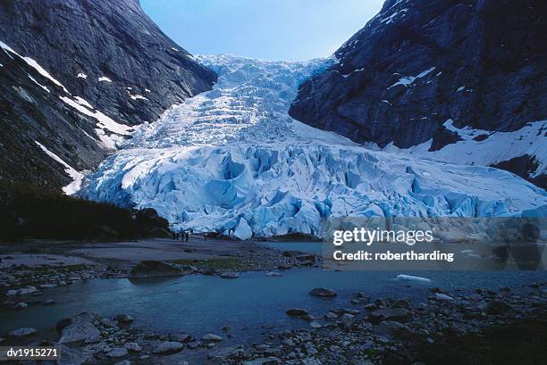 briksdalsbreen glacier, western fjord, norway - jostedalsbreen stock pictures, royalty-free photos & images
