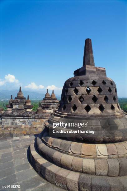 buddhist temple, borobudur, java, indonesia - blue java stock pictures, royalty-free photos & images