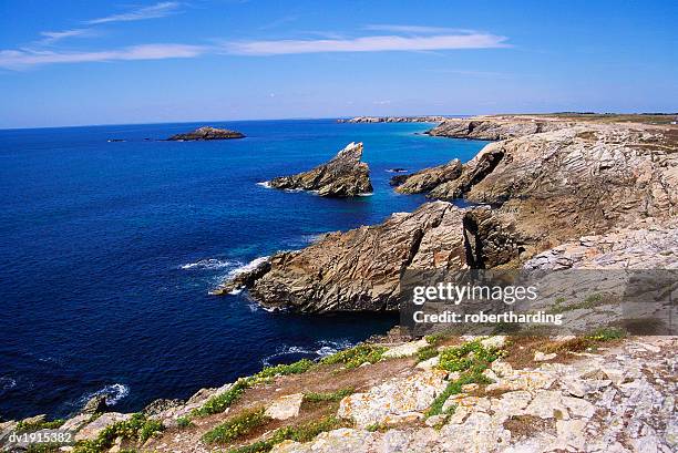 cote sauvage, quiberon, normandy, france - sauvage stock pictures, royalty-free photos & images