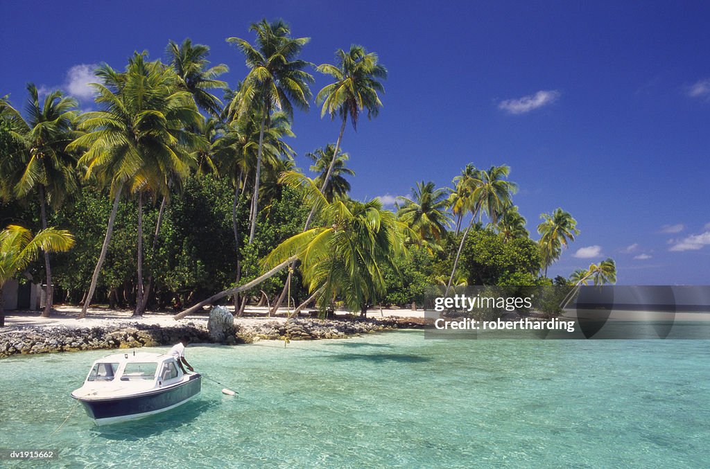 Boat Moored Off the Coast of Kuda Bandos, North Male Atoll, Maldives