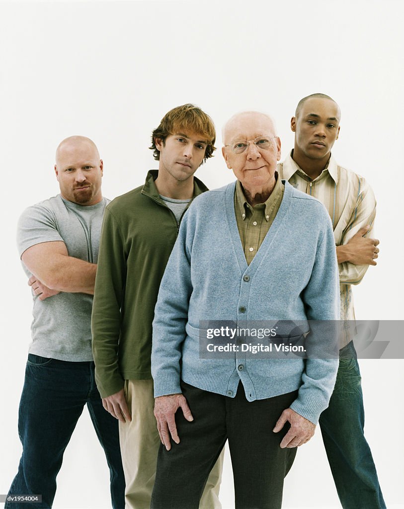Studio Portrait of Four Serious Men of Mixed Ages