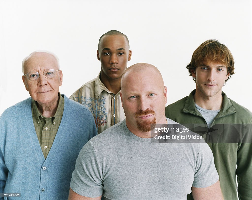 Studio Portrait of Four Serious Men of Mixed Ages