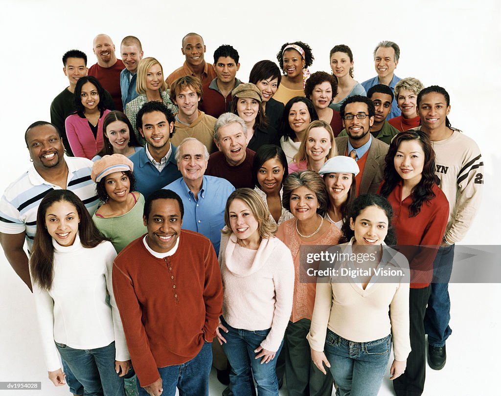 Studio Shot of a Large Mixed Age, Multiethnic Group of Men and Women