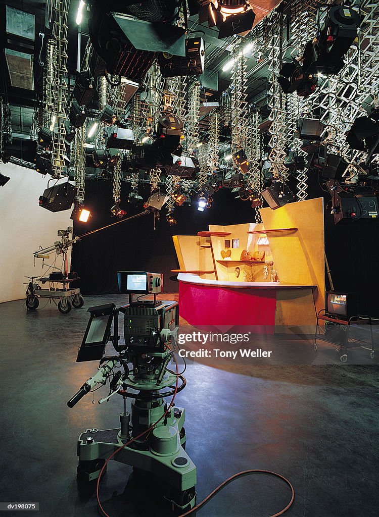 Equipment and set in television studio