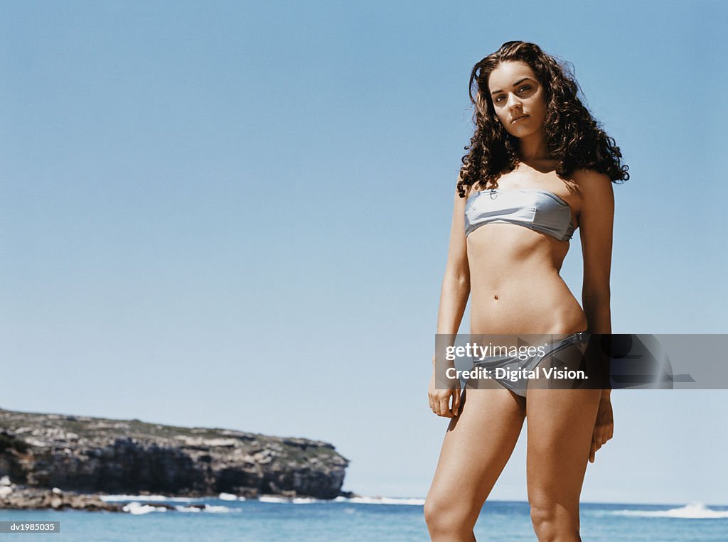 Young Girl Standing At Waters Edge Wearing A Silver Bikini High-Res Stock  Photo - Getty Images