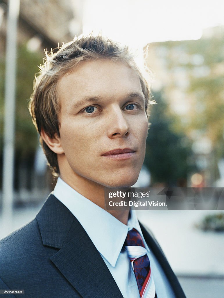 Outdoor Portrait of a Young Businessman