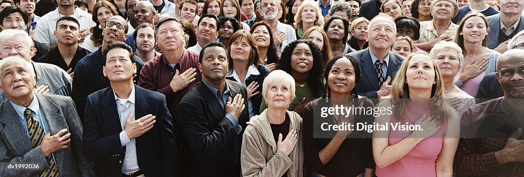 Large Crowd Of People Pledging Allegiance High-Res Stock Photo - Getty ...