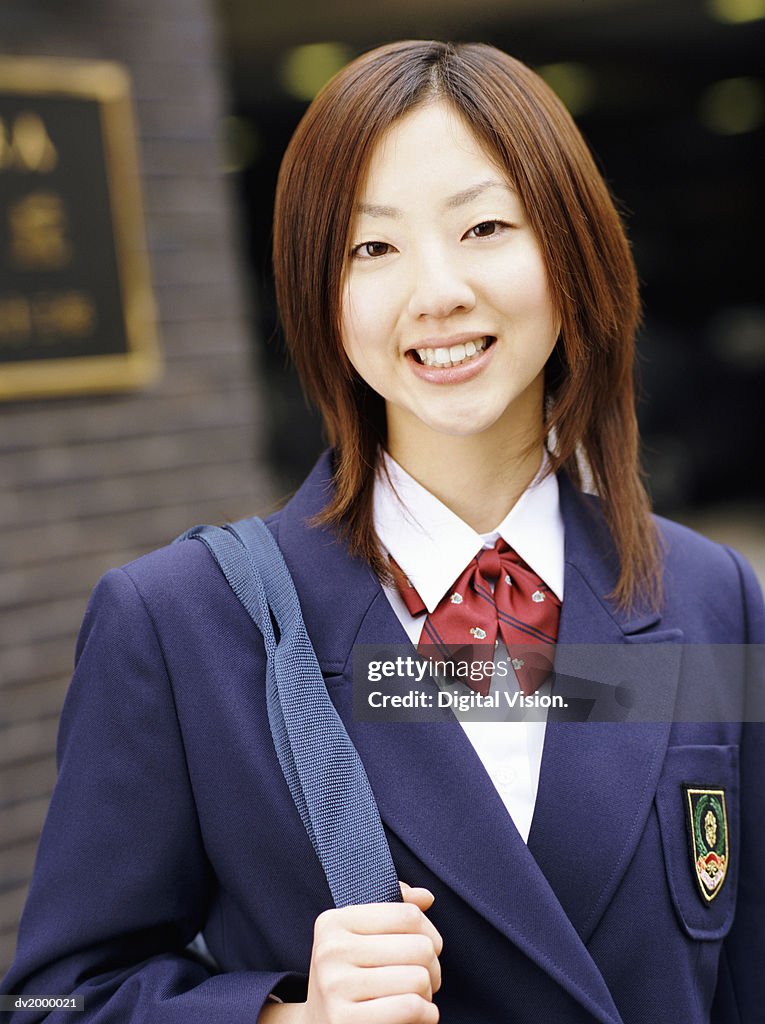 Portrait of a Female High School Student Smiling