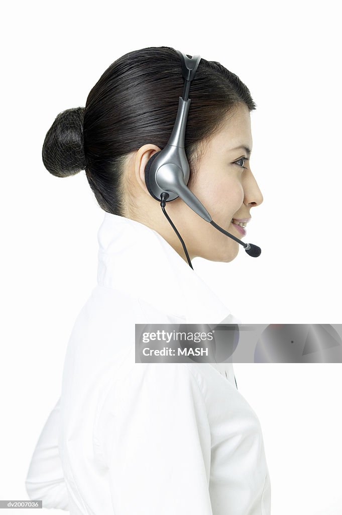 Businesswoman Wearing a Headset