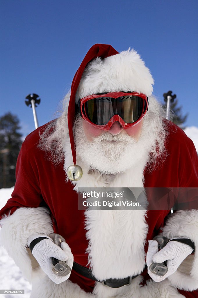 Father Christmas Skiing on a Ski Slope