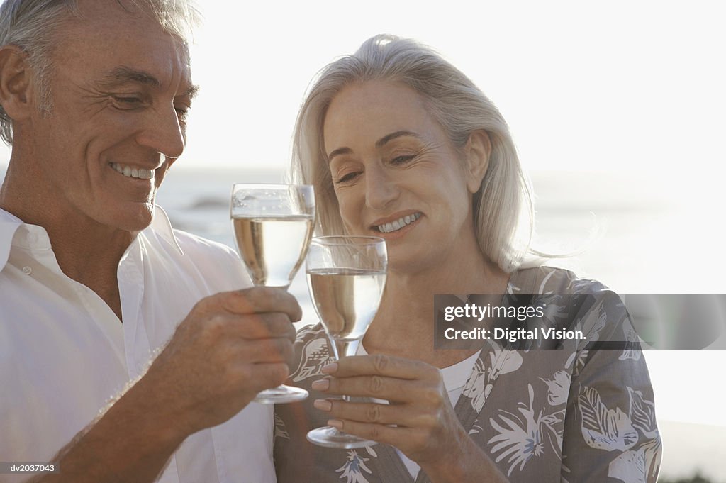 Senior Couple Toasting Wine Glasses